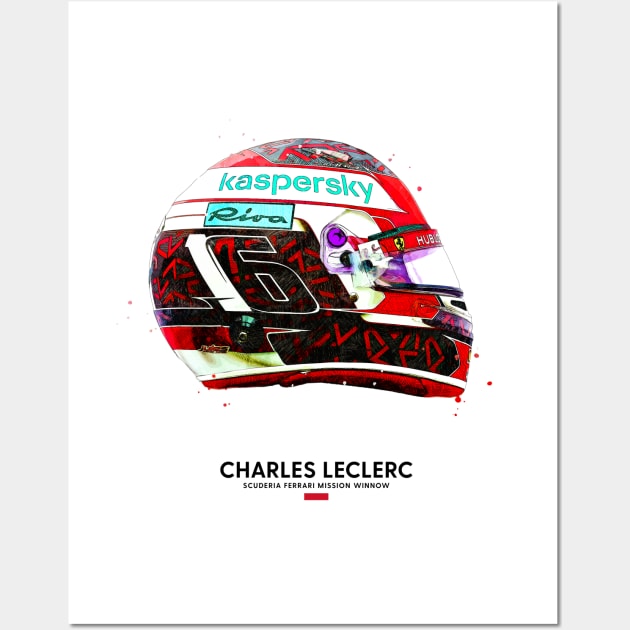 F1 2020 Charles Leclerc Crash Helmet Wall Art by DB Motorsport Designs